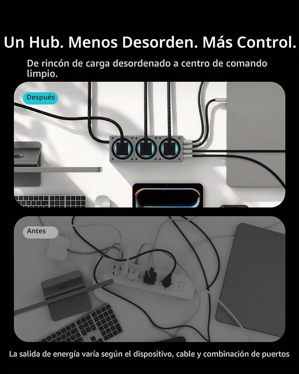 E-Tank Estación de Carga de Escritorio 7 en 1, Cargador GaN USB-C de 240W Máx.