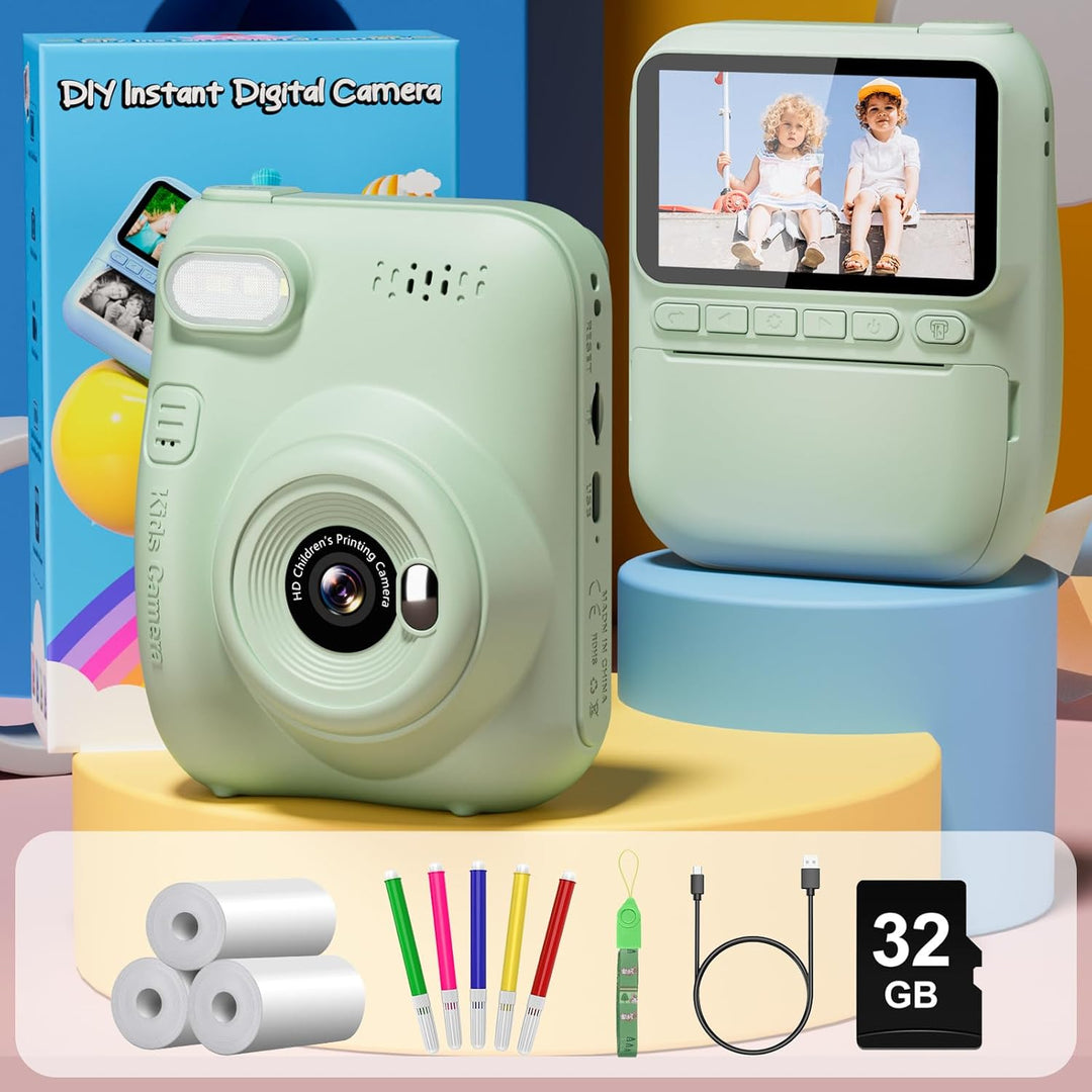 Cámara para Niños con Impresión Instantánea, 3.0" HD 32MP 1080P...