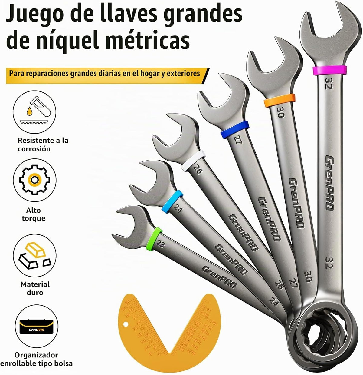 Juego de llaves métricas grandes de 0.906-1.260 in, juegos de