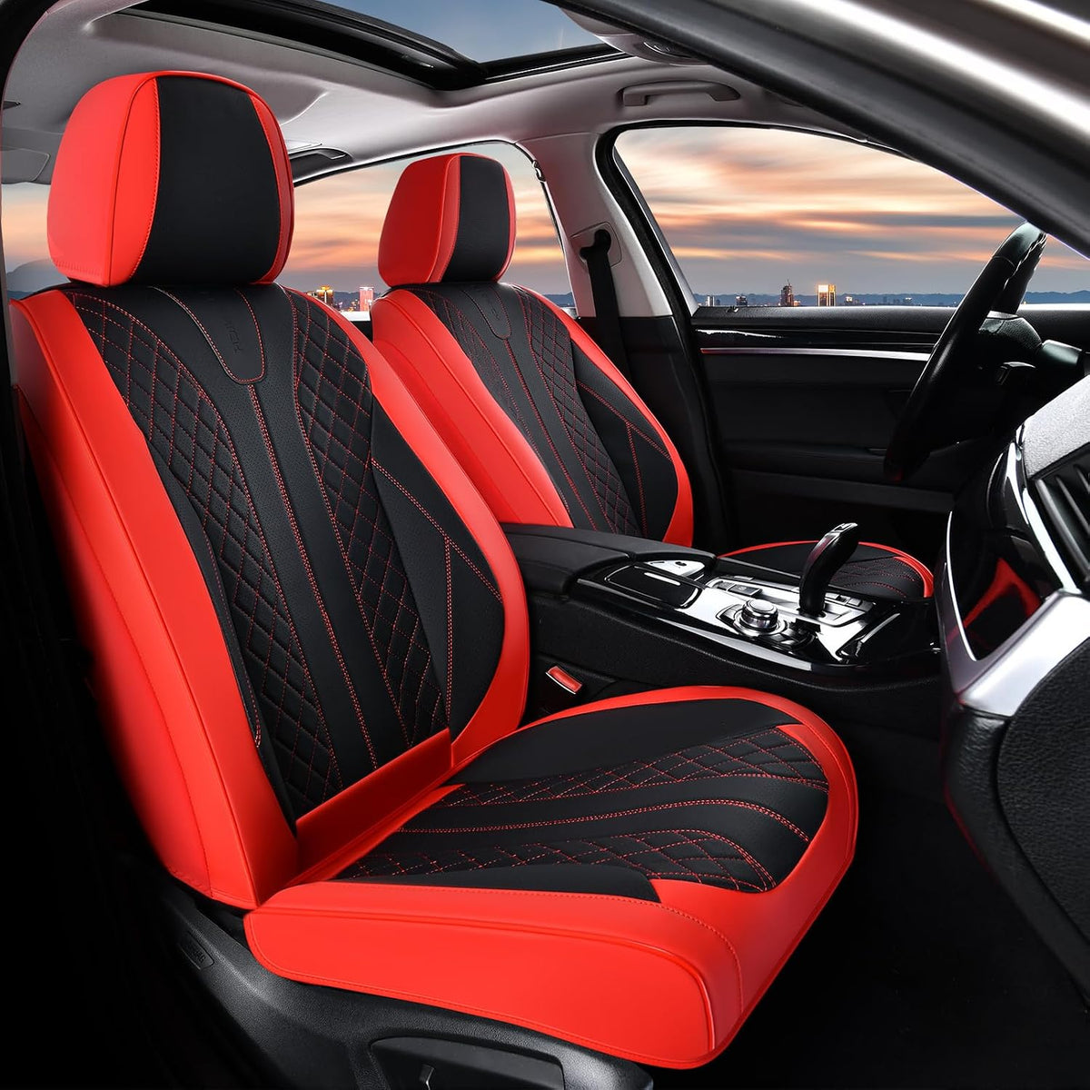 Fundas de asiento de coche para asientos delanteros y traseros, funda de asiento de piel sintética impermeable, funda de asiento de coche para 5 asientos, protector de asiento de automóvil