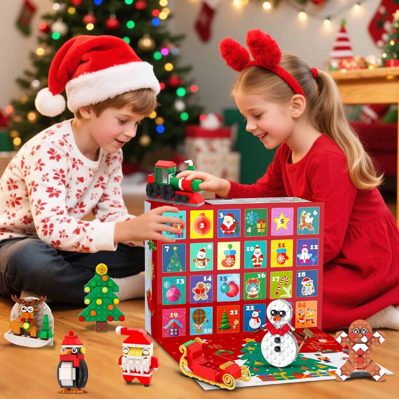 HOGOKIDS Calendario de Adviento adornos de Navidad juego