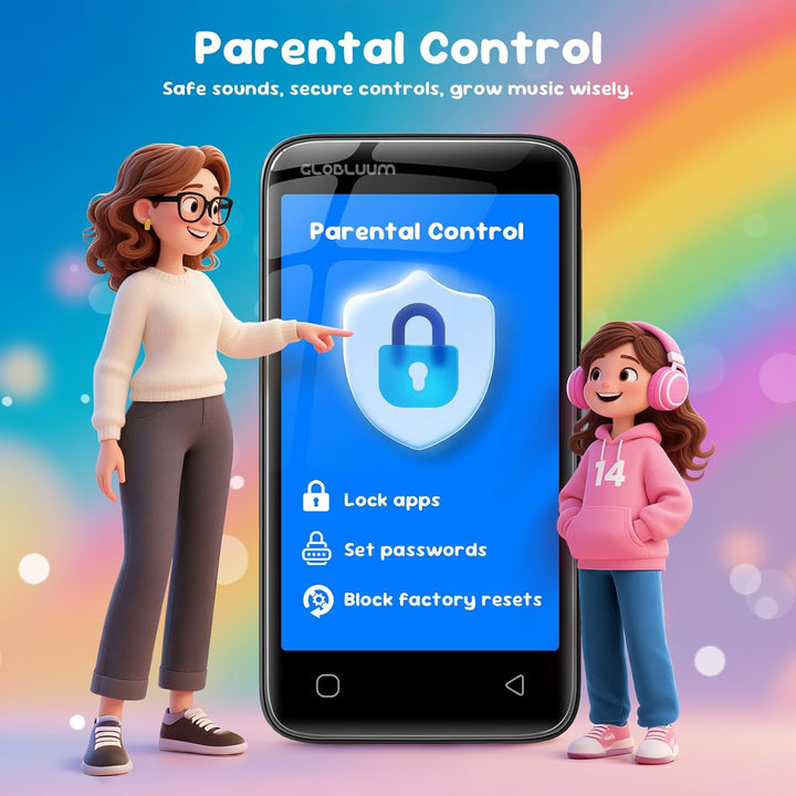 Globluum Reproductor MP3 de 80 GB para niños, controles parentales,...