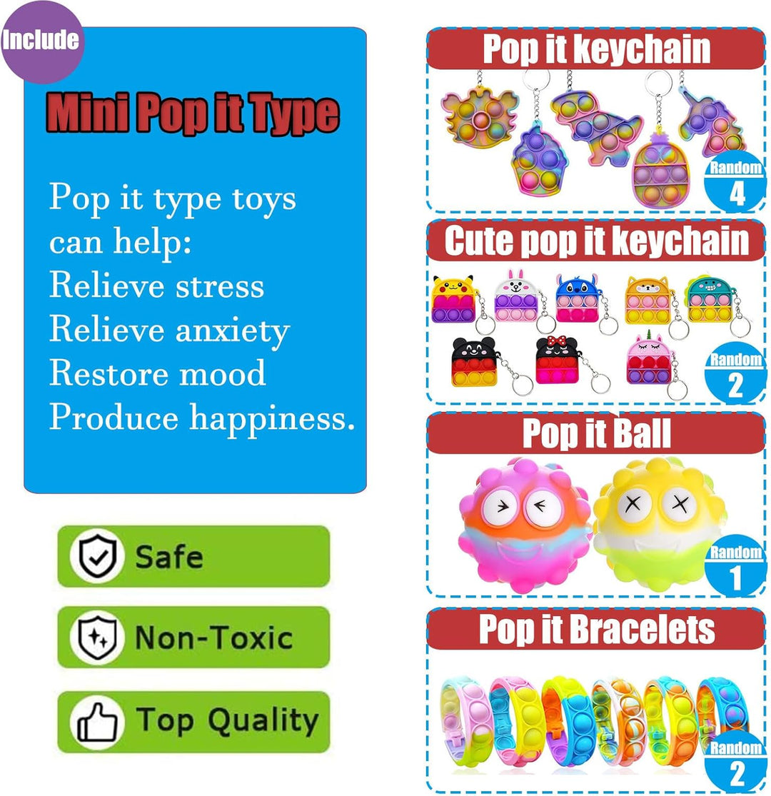 112 juguetes Pop Party Favors para niños, juguetes antiestrés de pr...