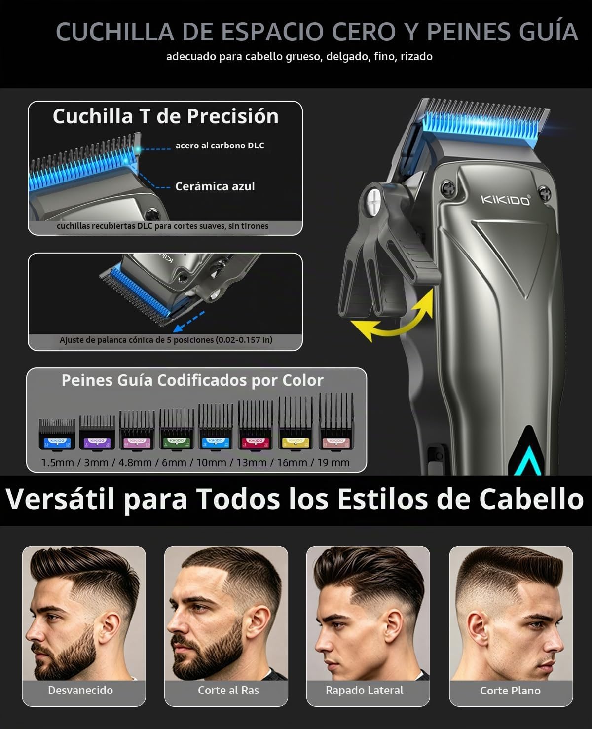 KIKIDO Cortadora de pelo inalámbrica para hombre, kit de cortapelos
