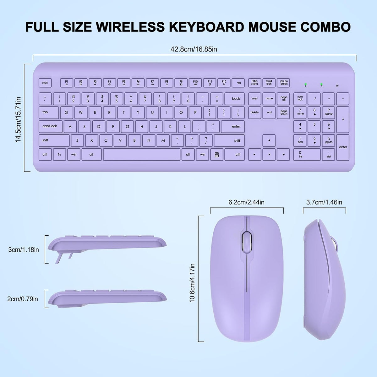 Combo de teclado y mouse inalámbricos, teclado ergonómico silencios...