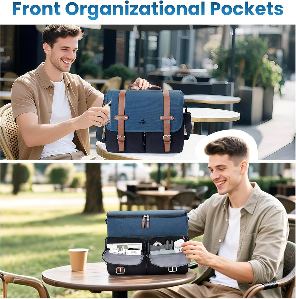 MATEIN Bolso bandolera para la escuela, bolso cruzado para hombre de 15.6