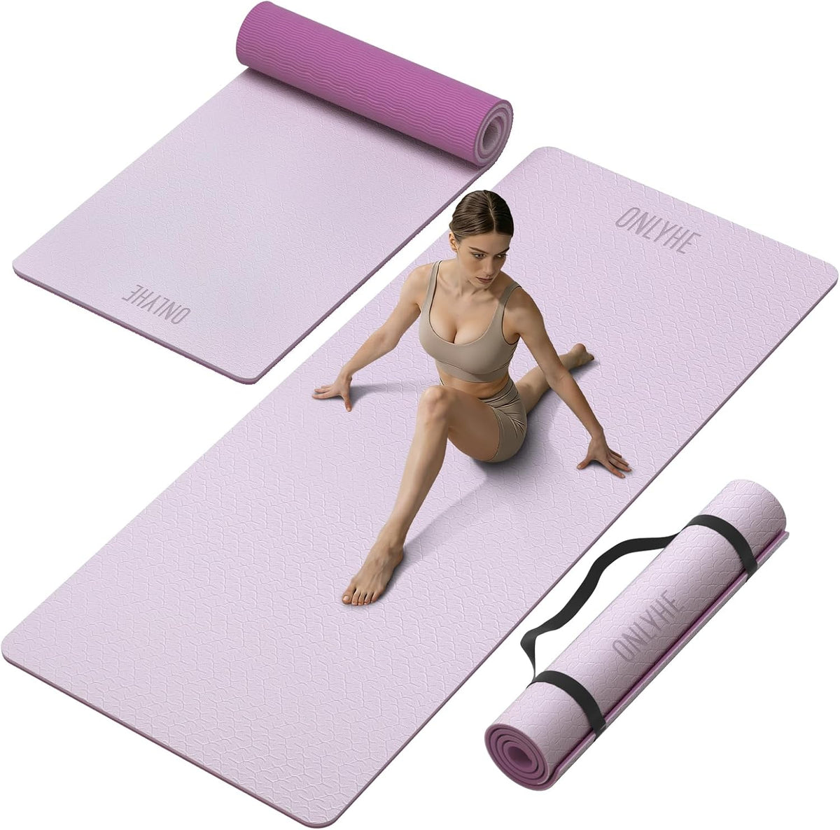 Tapete de yoga ancho de grosor (0.394 pulgadas), antideslizante, antidesgarros, tapete de pilates extra grande de 72 x 35 pulgadas para entrenamientos en casa, gimnasio y estiramiento de suelo con
