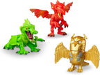 Dungeons & Dragons Questers Figuras de criatura, paquete de 3, figuras coleccionables de juguete de fantasía D&D, Wyrmling verde, Magma Mephit y búho homúnculo