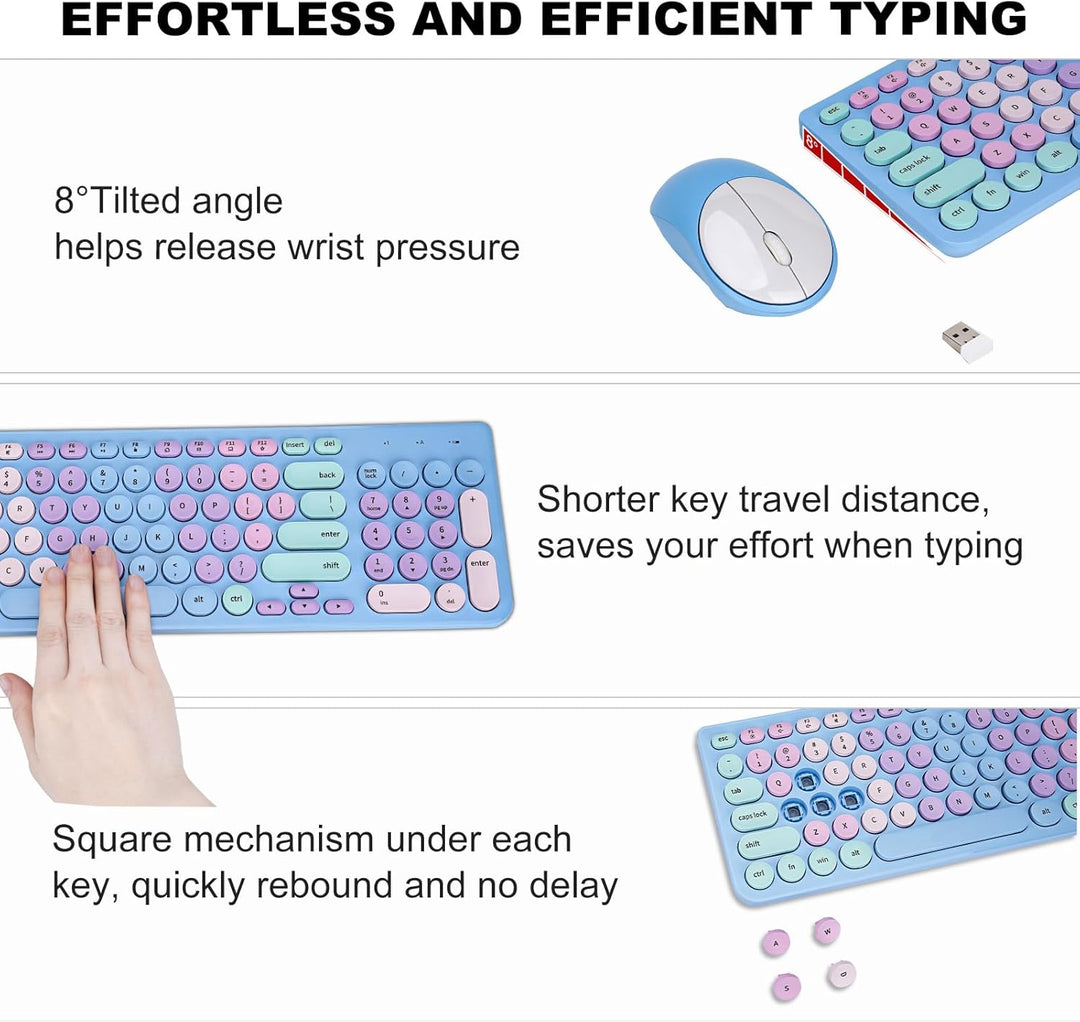 Combo de teclado y mouse inalámbricos, teclado retro de máquina de...