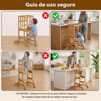 COSYLAND Torre de Pie para Niños Pequeños - Taburete Ayudante de Cocina de Altura Ajustable para Niños Pequeños - Taburete Escalón de Cocina para Niños para Aprender con Barandilla de Seguridad