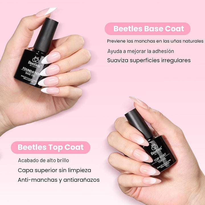 Kit de uñas de gel Beetles Flat-X, puntas cuadradas cortas, 320 pie...