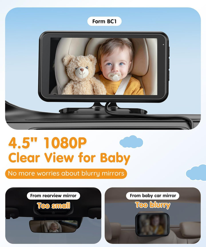 Babyvue BC1 - Cámara de coche para bebé pantalla HD 1080P