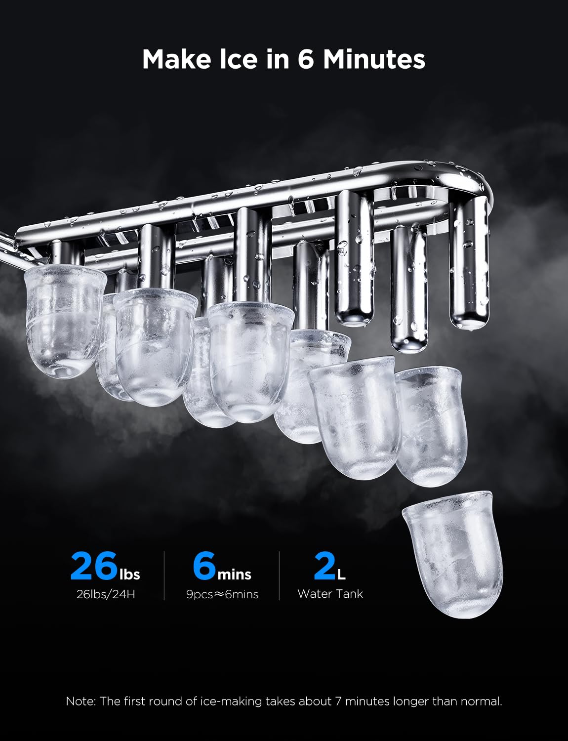 GoveeLife Máquina de hielo inteligente, 9 cubos de hielo en 6 minutos