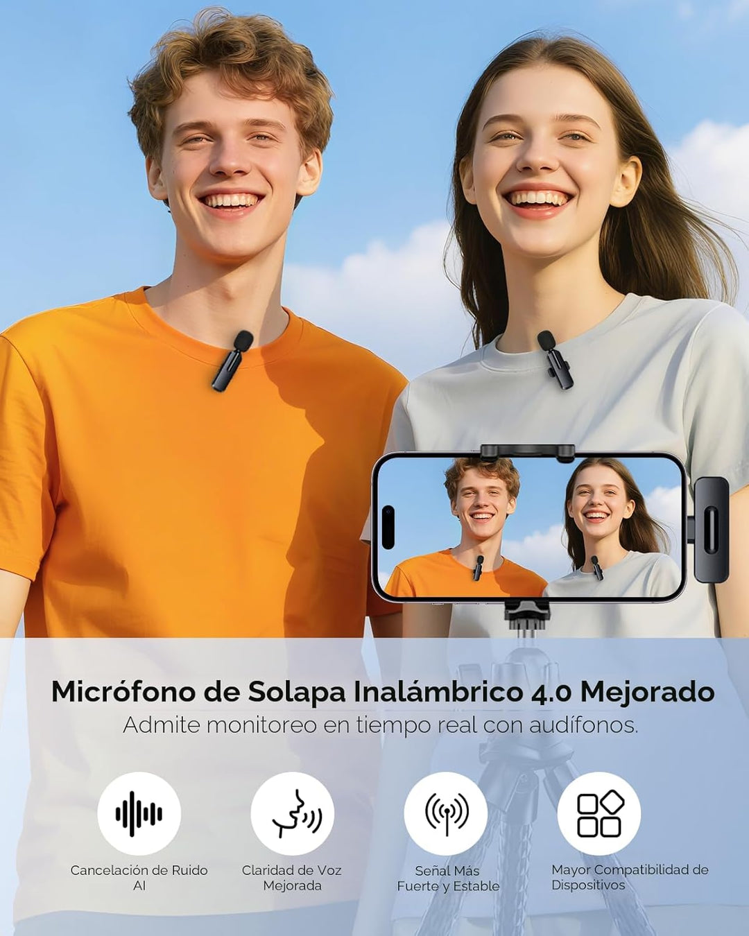 ZOPPLM Mini micrófono inalámbrico para iPhone, micrófono Bluetooth...