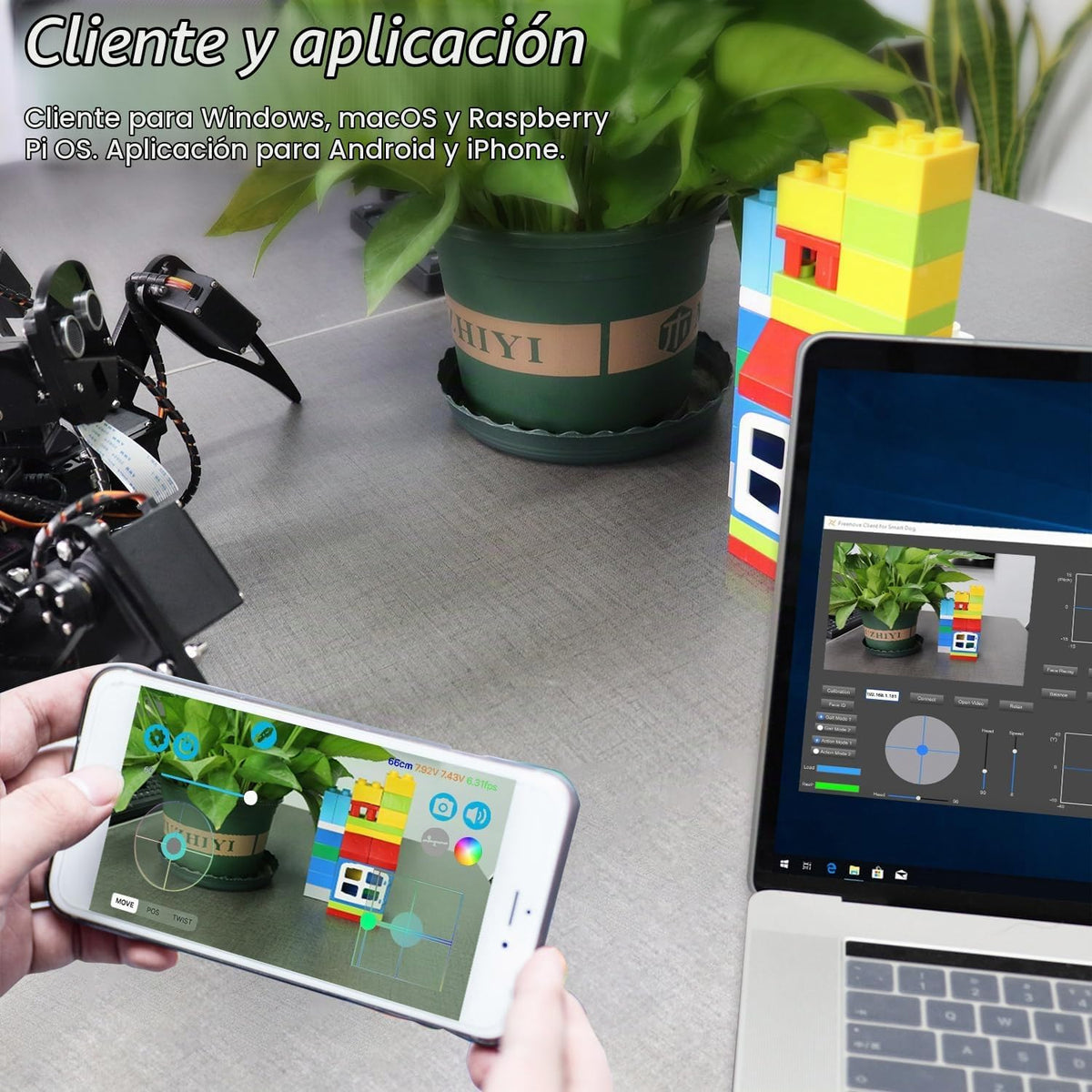 Freenove Kit de Robot Hexápodo Grande para Raspberry Pi 5 4 B 3 B+ Zero 2 W, Caminata, Autoequilibrio, Reconocimiento Facial, Medición Ultrasónica, Control por Aplicación, Cámara, Servo (Raspberry Pi