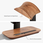 UPERGO Soporte para auriculares de nogal, soporte de auriculares de madera para escritorio, soporte universal para auriculares con base de almacenamiento para juegos, Airpod max, Bose, Razer