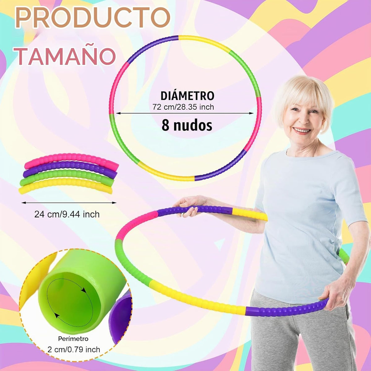 12 piezas de aro de juguete para niños, aro de juguete desmontable ajustable de colores, aro de ejercicio de plástico para niños, adolescentes, gimnasia, equipo de agilidad para perros