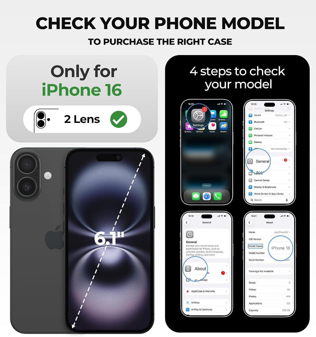 Dexnor - Funda para iPhone 16 con cubierta deslizante para cámara, 6.1