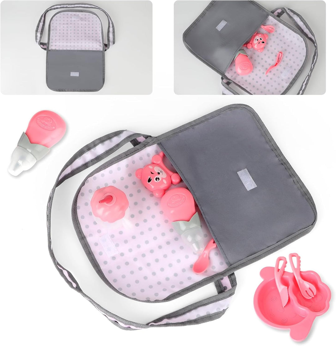 deAO Muñeca de bebé, cochecito de cuna, cama de guardería, juego de...