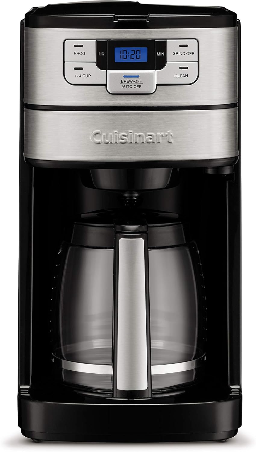 Cuisinart Cafetera automática de 12 tazas con molinillo de cuchilla, jarra