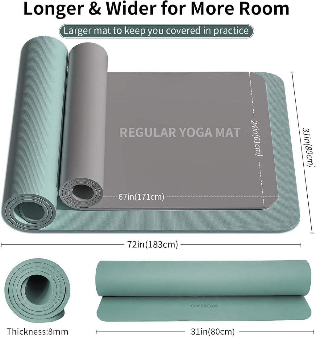 Colchoneta de Yoga Extra Ancha y Gruesa 8 mm, 72" x 31.5"