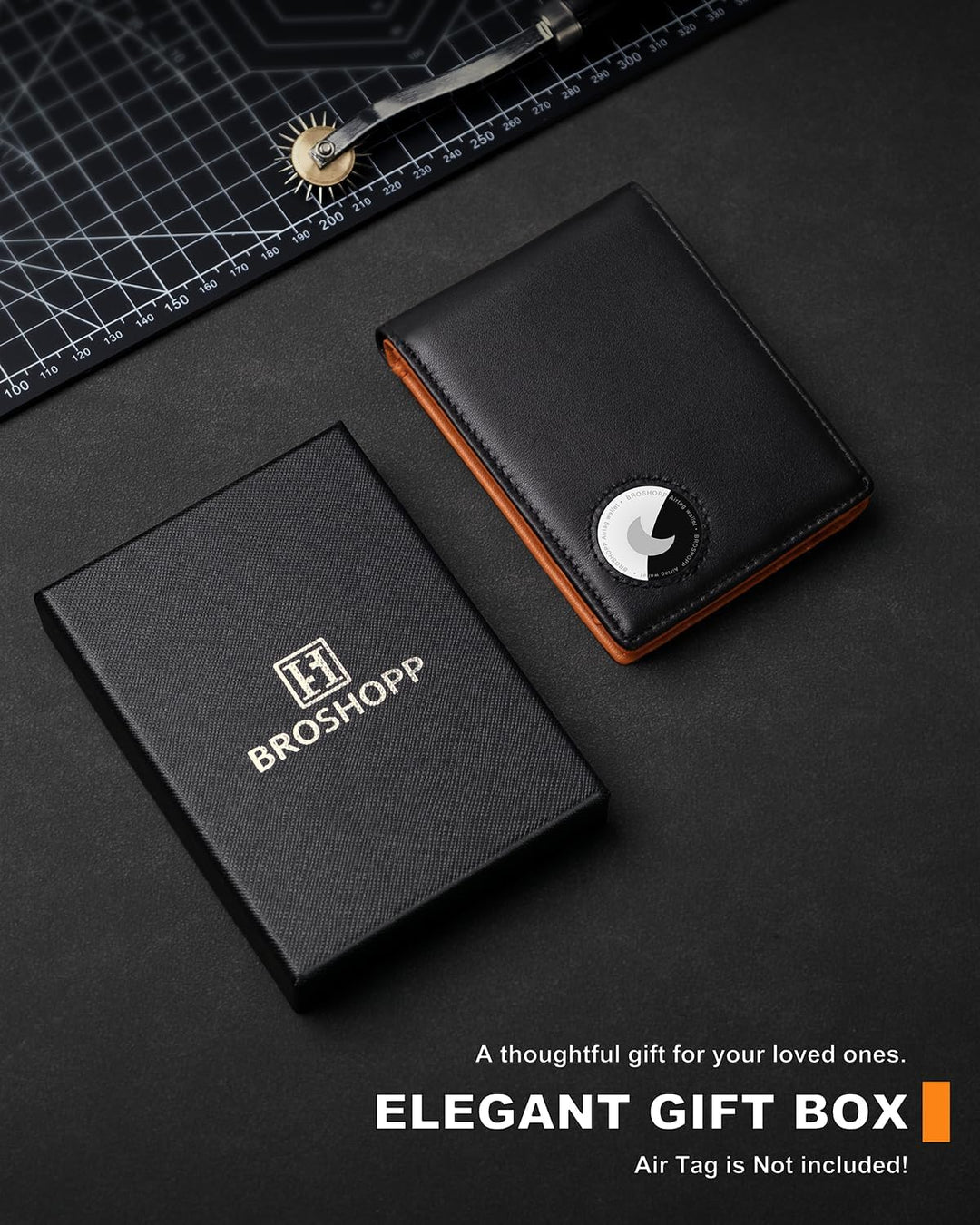 BROSHOPP Billetera Airtag para hombre, billetera plegable de cuero...