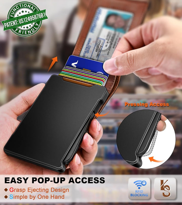 Cartera KEMISANT para hombre, cartera delgada con estuche para tarj...