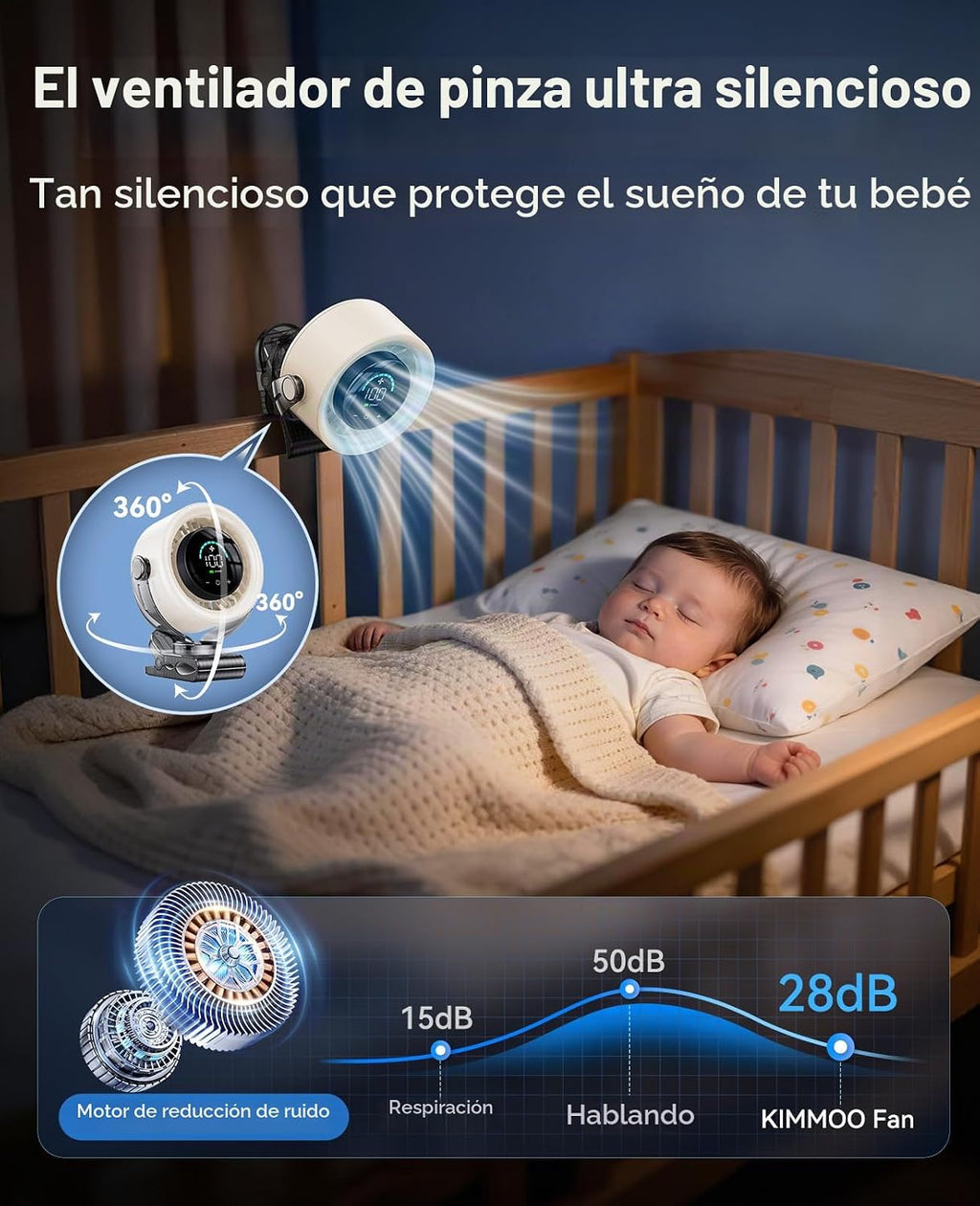 KIMMOO Ventilador portátil recargable de 4000 mAh, control táctil d...