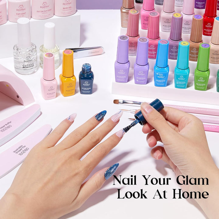 Beetles - Kit de esmalte de uñas de gel con luz UV \u2013 35 colore...