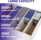 Paquete de 4 cajas de almacenamiento de tarjetas coleccionables de gran capacidad, caja de tarjetas, capacidad para 15760 unidades con fundas suaves, divisores y partidarios, para deportes