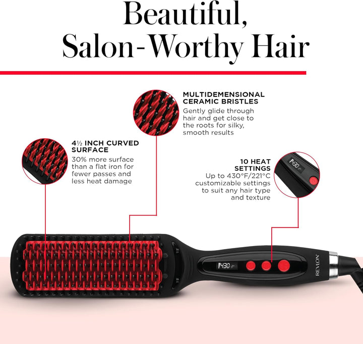 REVLON SmoothStay XL Alisador de Cabello - Cepillo Alisador con Cal...