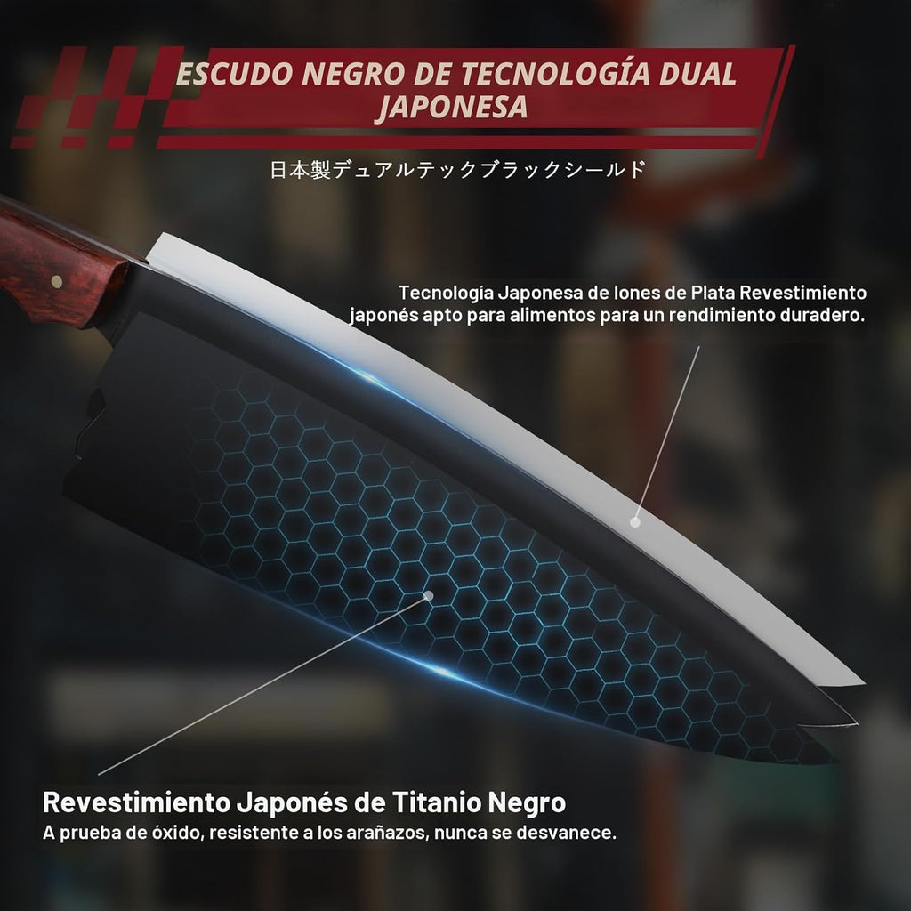 Juego de Cuchillos de Cocina DRGSKL con Bolsa - Set de 6 Piezas para Chef con Mango de Madera