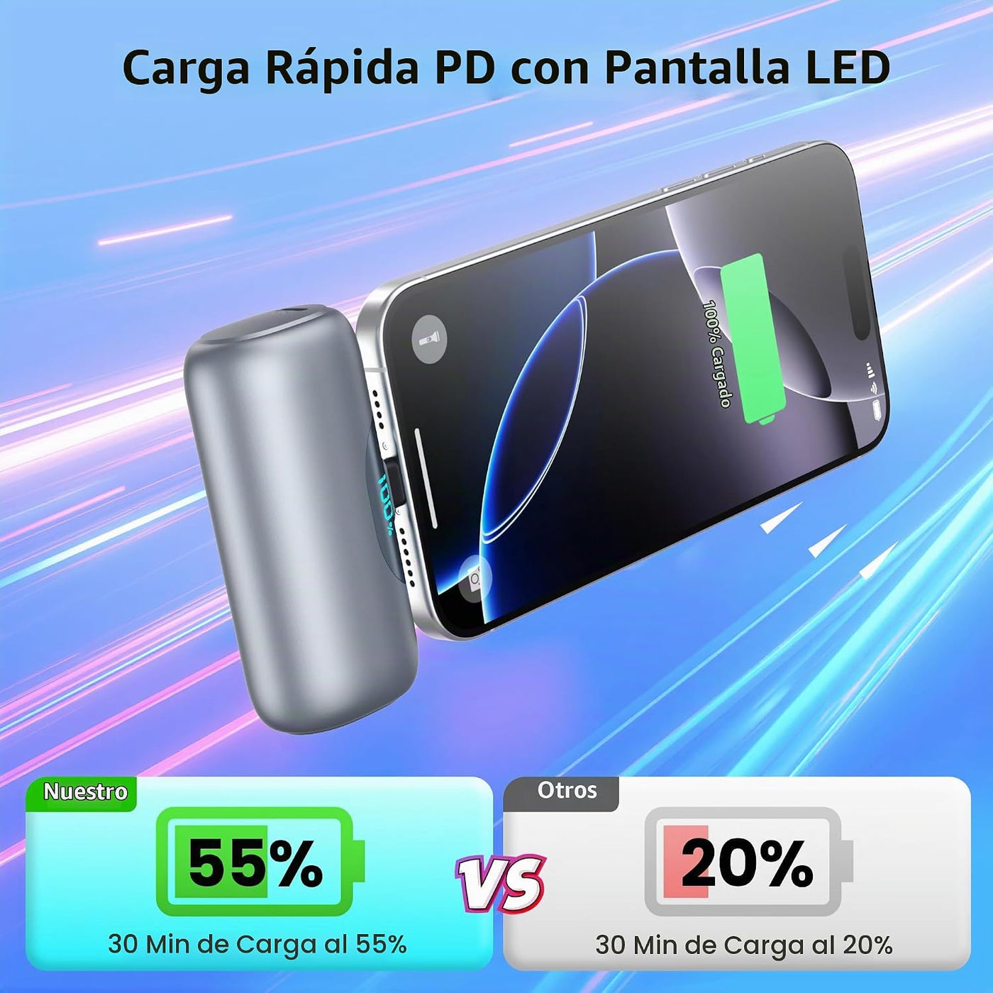 [2 Paquetes] Mini Cargador Portátil para iPhone 17\/16, 5500mAh Pan...