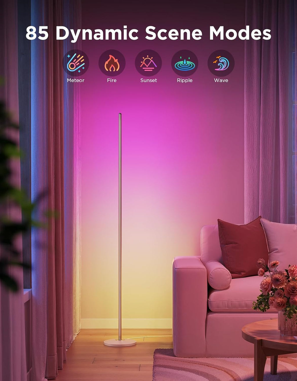 Lámpara Govee RGBIC - Lámpara de pie básica, 1000lm LED, color champán