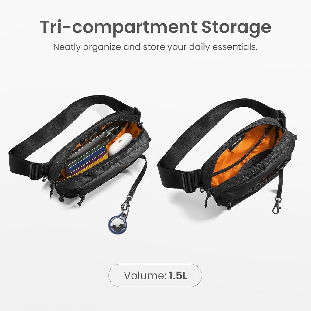 tomtoc Bolsa bandolera de 1.5L con bloqueo RFID para hombres y mujeres