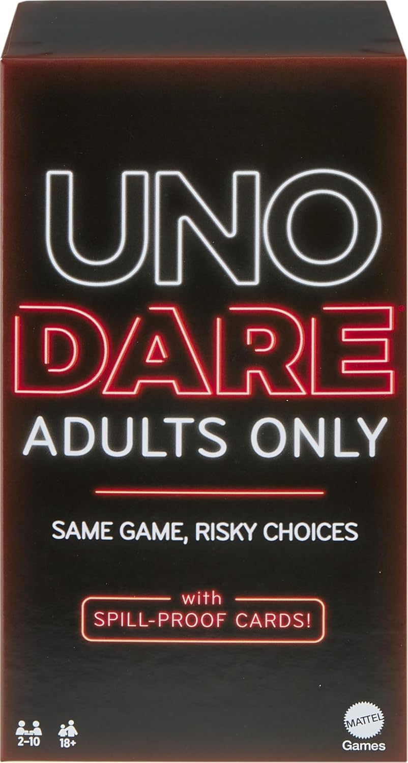 Mattel Games UNO Dare - Juego de cartas solo para adultos para noche de juegos, viajes, camping y fiesta