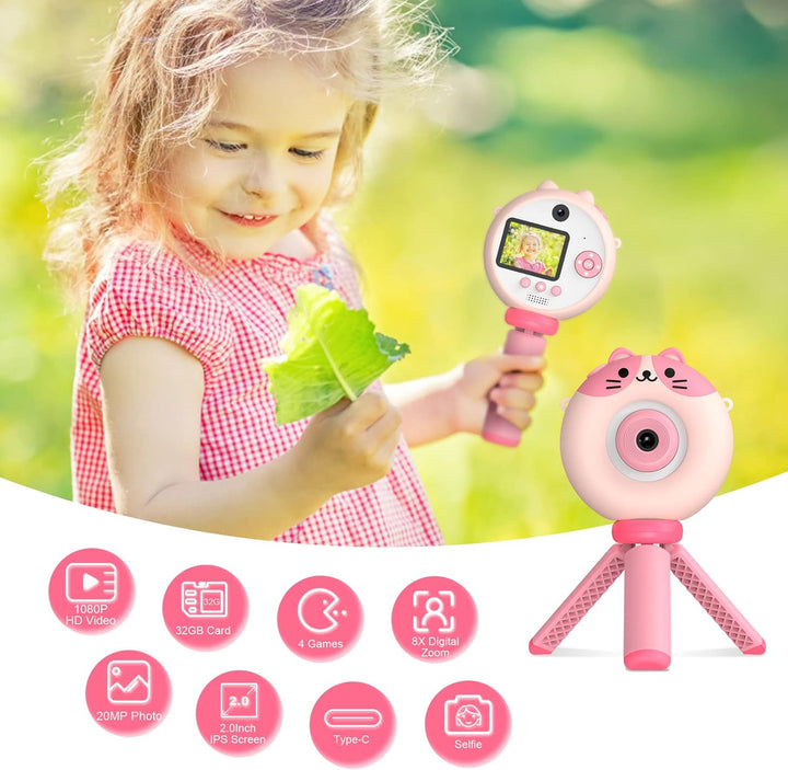 Cámara para niños con trípode, cámara digital para niños de 3 a 12...