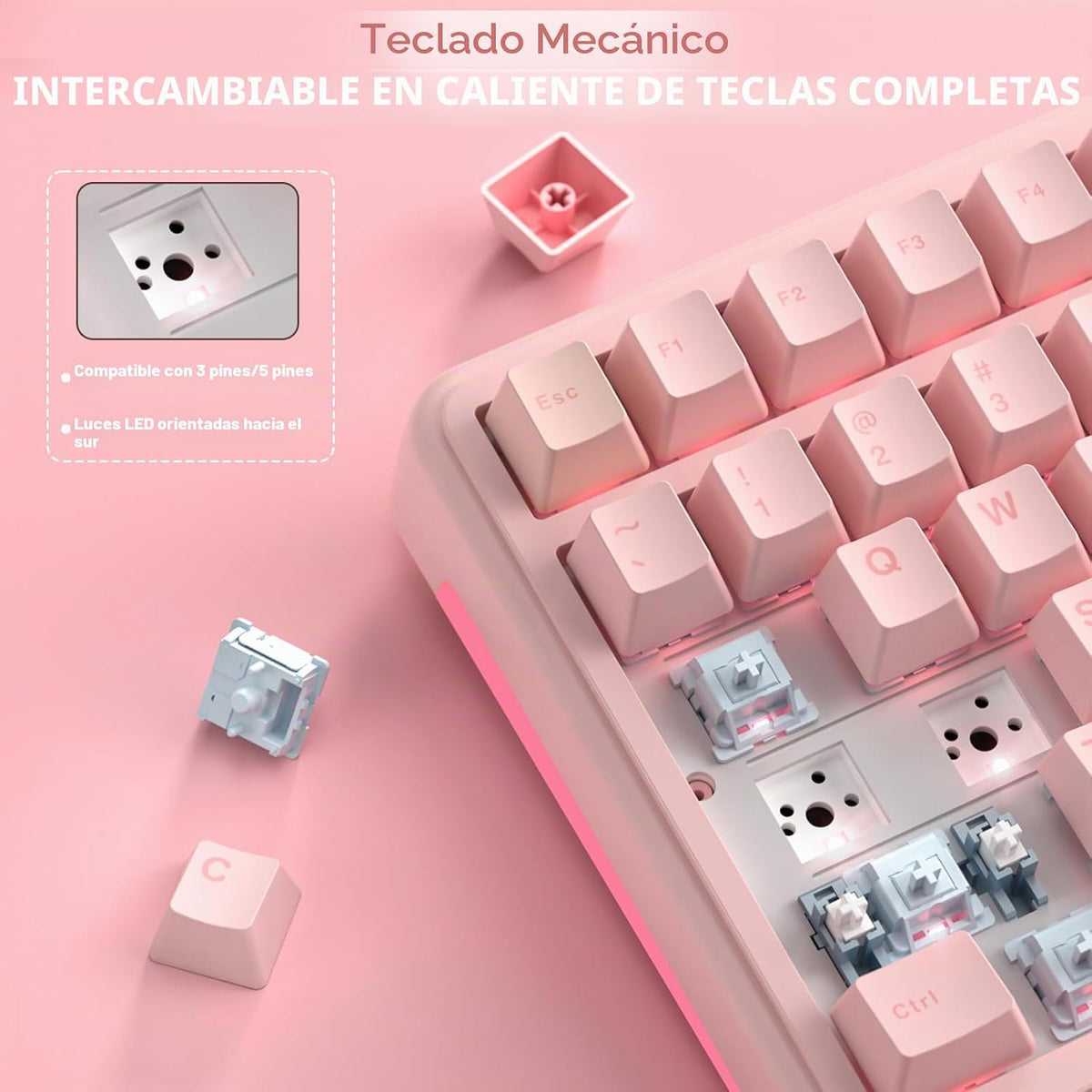 SOLAKAKA Teclado inalámbrico para juegos A99 Pro con pantalla LCD y...