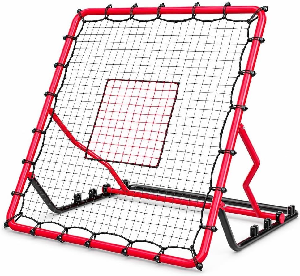 Red de rebote de béisbol, 4 x 4.5 pies, rebote de béisbol y softbol con 4 ángulos de ajuste, equipo de entrenamiento de voleibol para béisbol, lacrosse, fútbol, práctica de captura de campo de