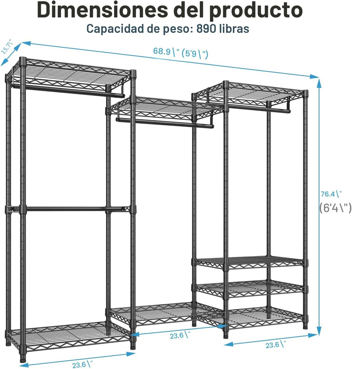 VIPEK V5 - Perchero de alta resistencia, sistema de armario modular