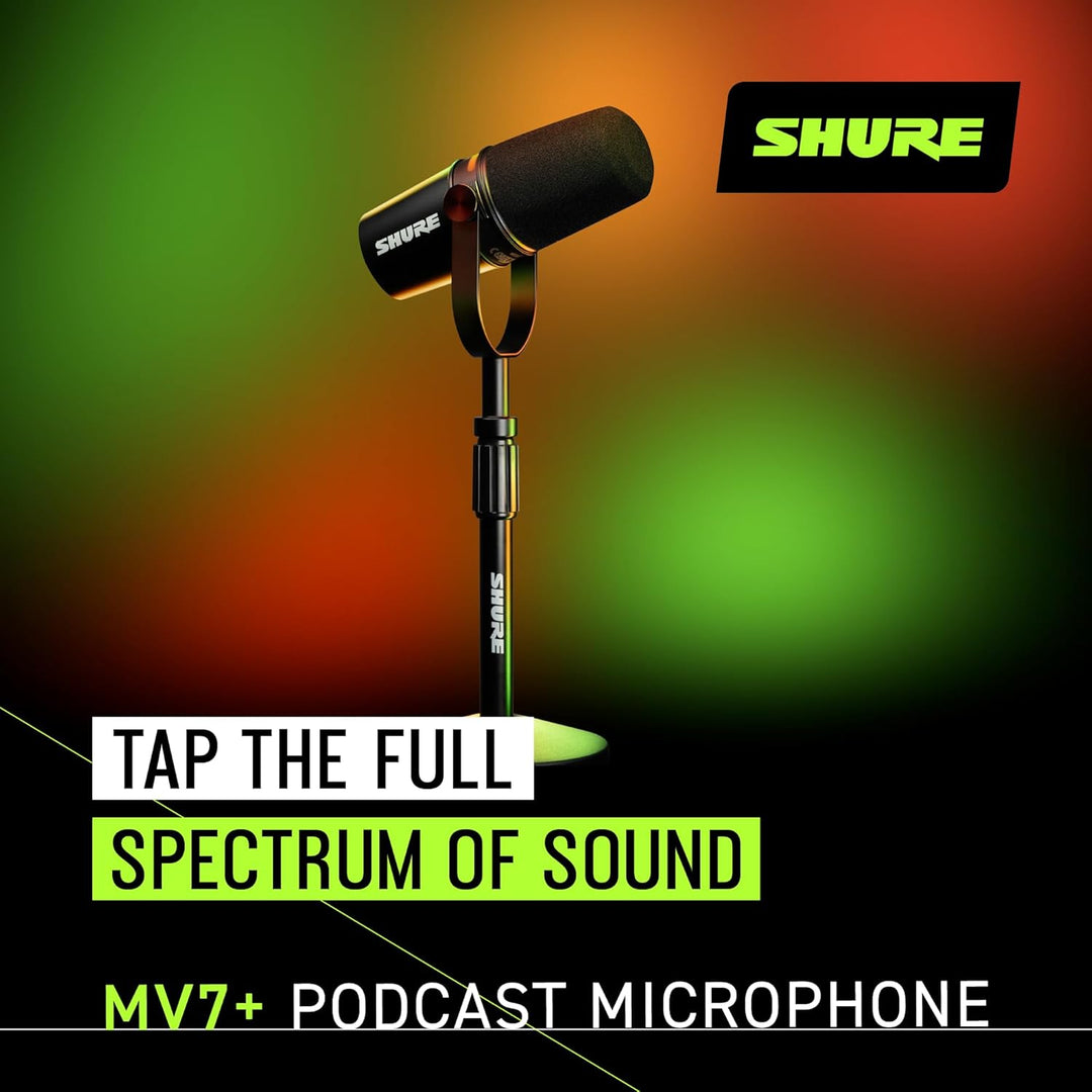 Shure MV7+ - Micrófono dinámico para podcast con soporte, certifica...