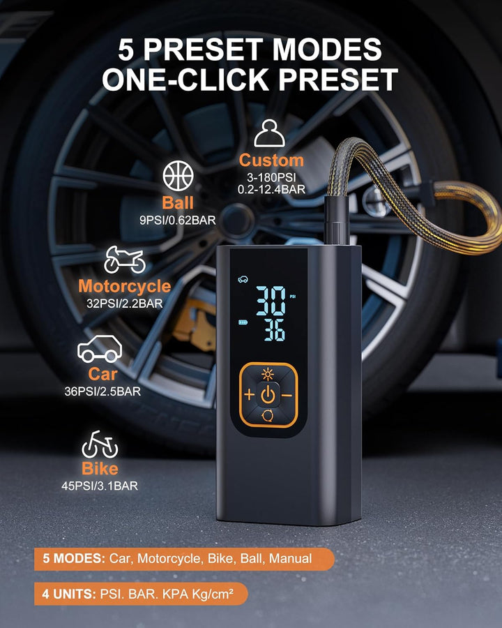QKMPOM Inflador de neumáticos de 180 PSI, compresor de aire portáti...