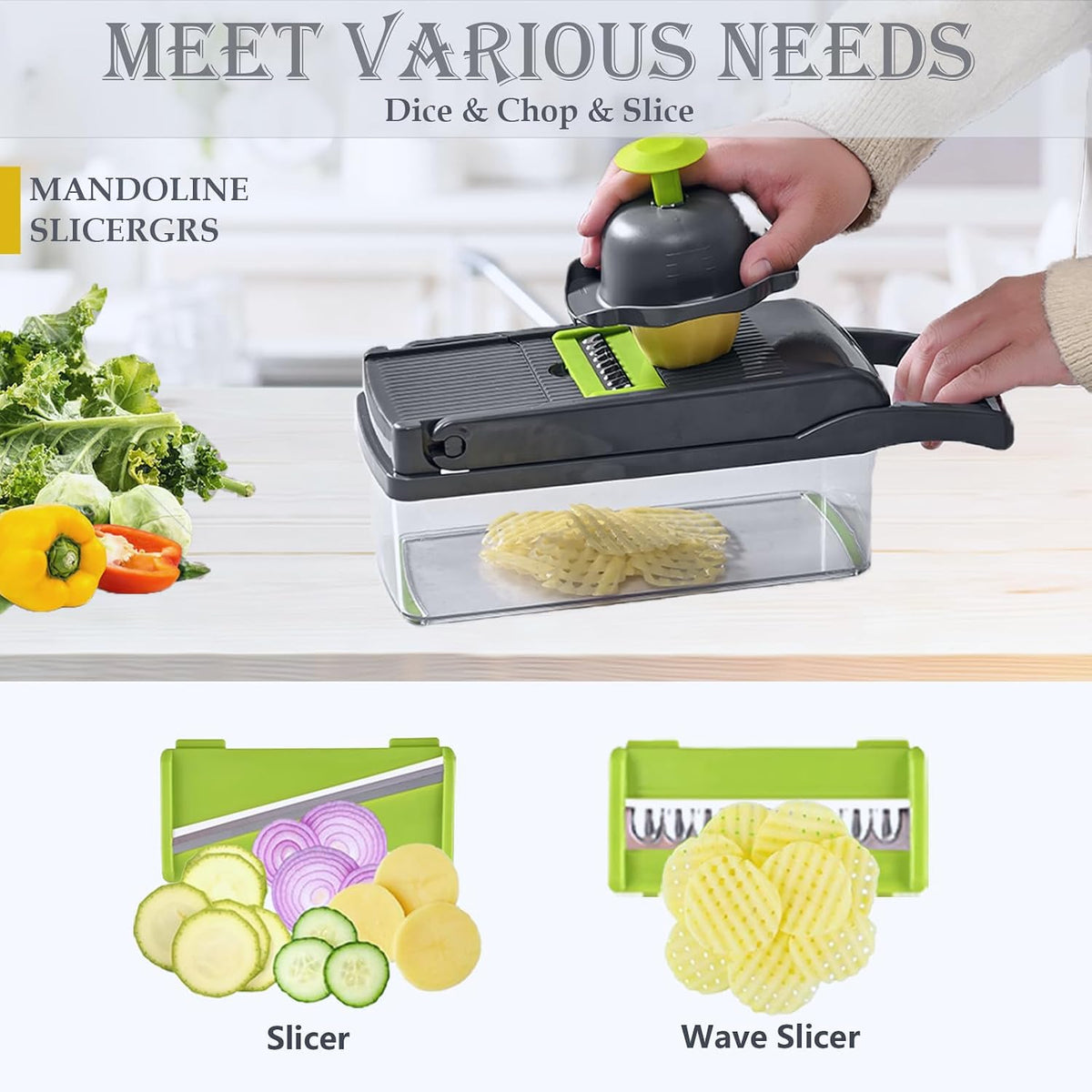 Picador de verduras, picador de cebolla, picador de alimentos multifuncional 13 en 1, cortador de verduras de cocina, picador de verduras