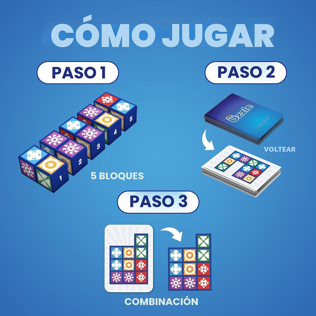 The Uzzle 3.0 Juego de mesa, Juegos de mesa familiares para niños y adultos, Juegos de rompecabezas de bloques para edades 4+