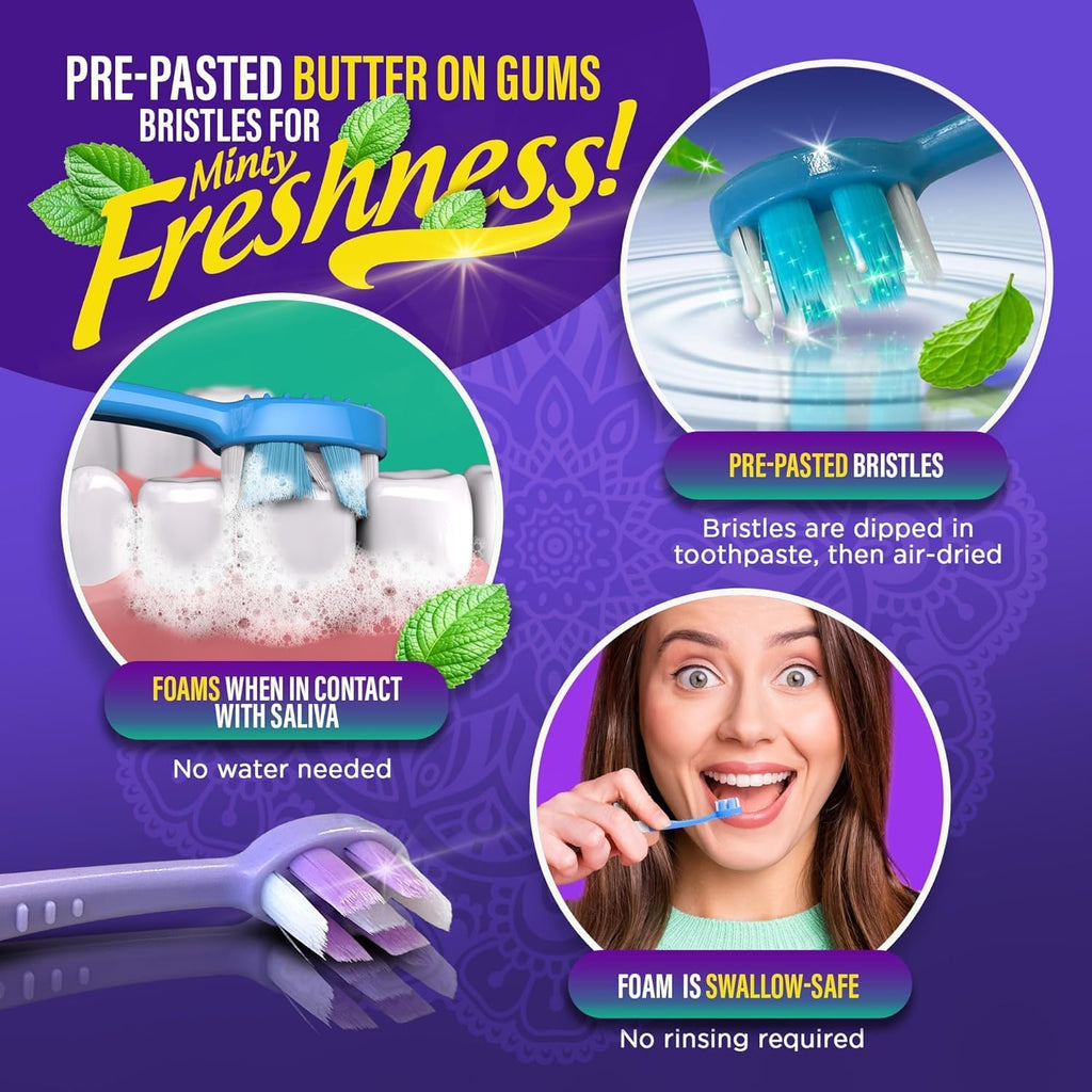 GuruNanda Mini cepillos de dientes desechables con pasta de dientes