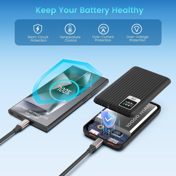 Cargador portátil de carga súper rápida de 25 W con cable integrado...