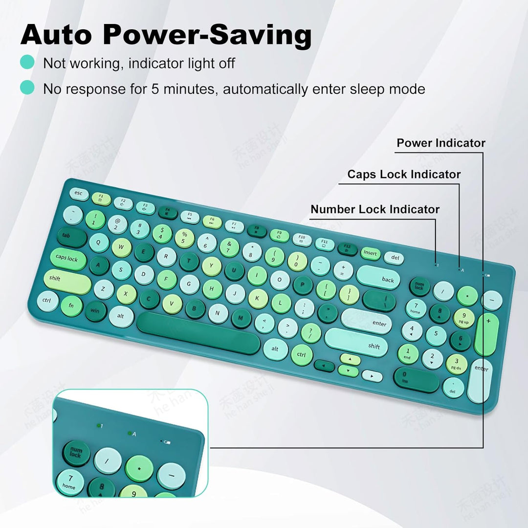 Combo de teclado y mouse inalámbricos, teclado retro estilo máquina...
