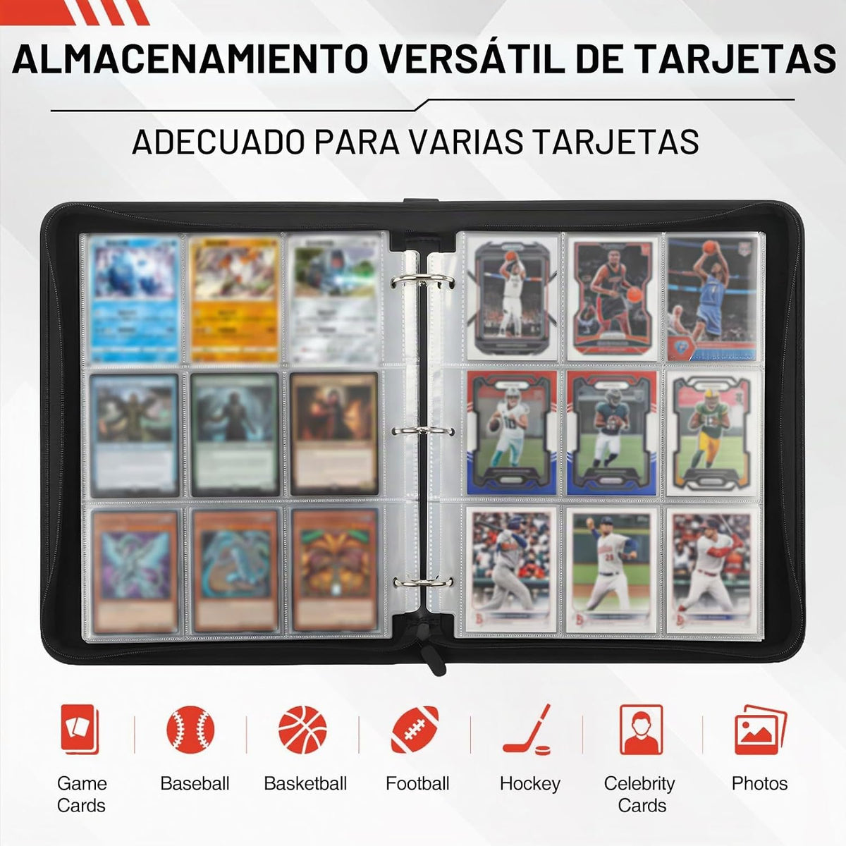 Carpeta de 9 bolsillos para tarjetas coleccionables, álbum con