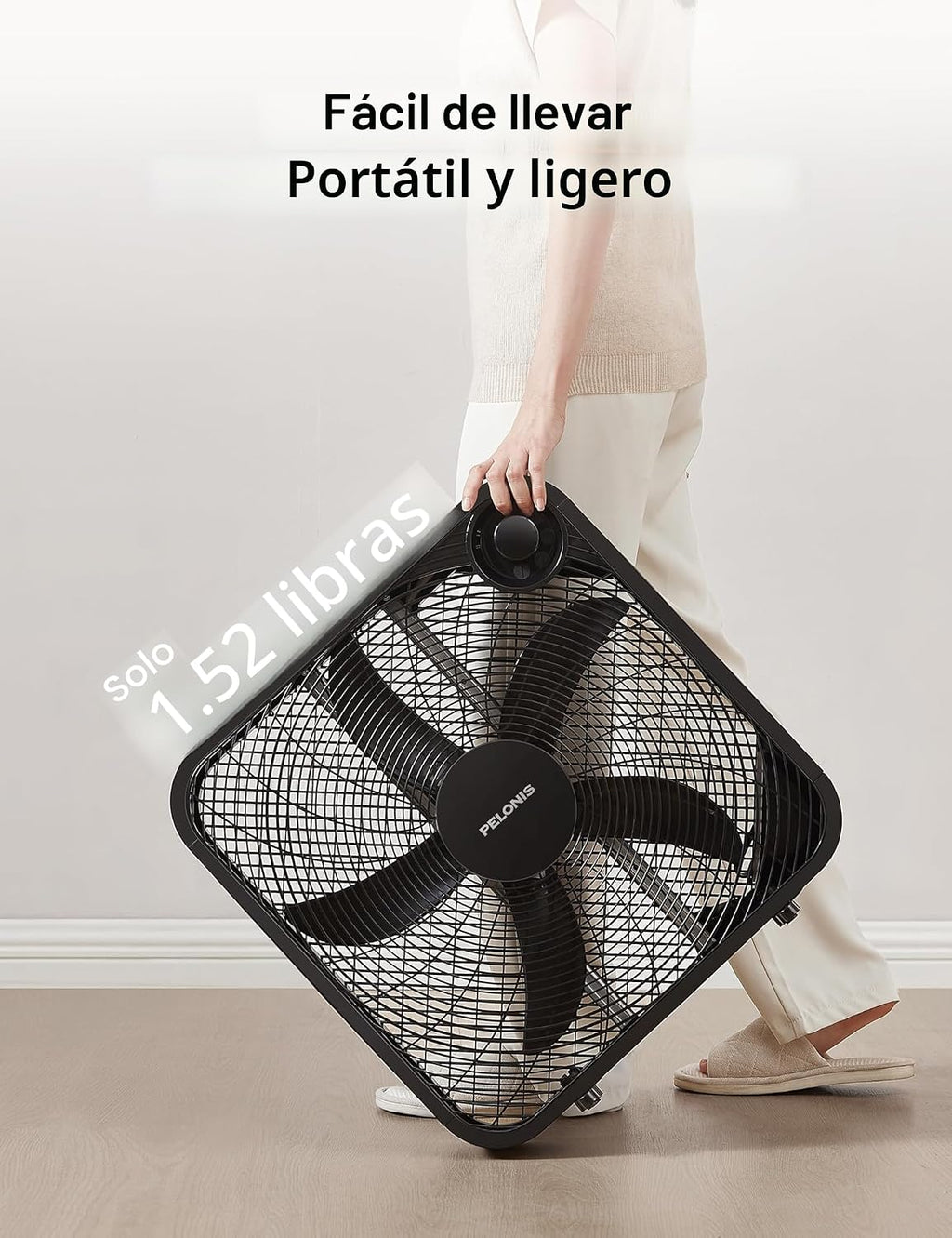 PELONIS Ventilador de caja de 20 pulgadas para dormitorio: 3 veloci...