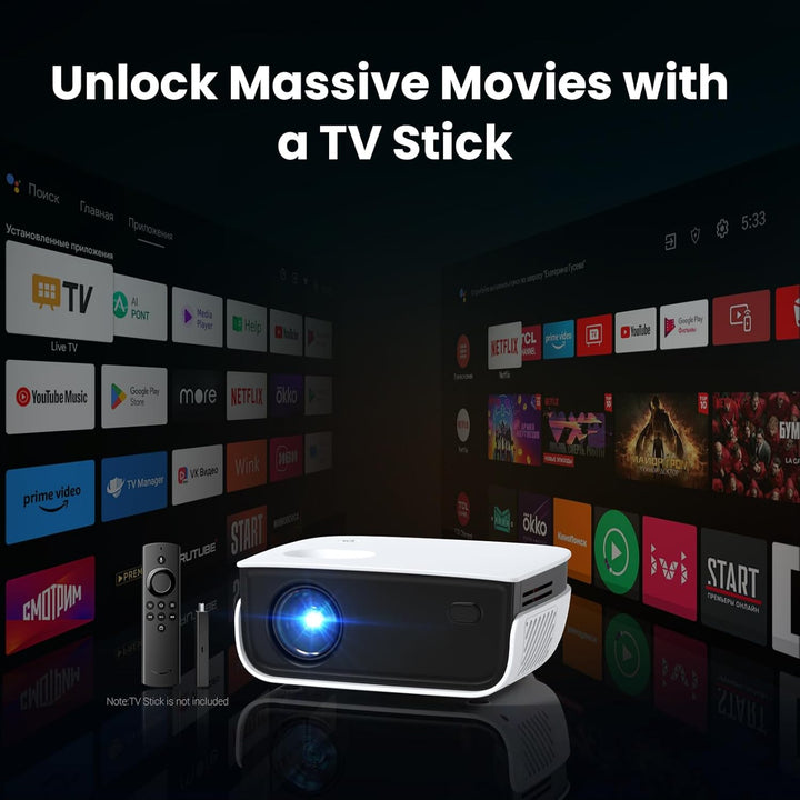 NICPOW - Mini proyector, proyector de película portátil para exteri...